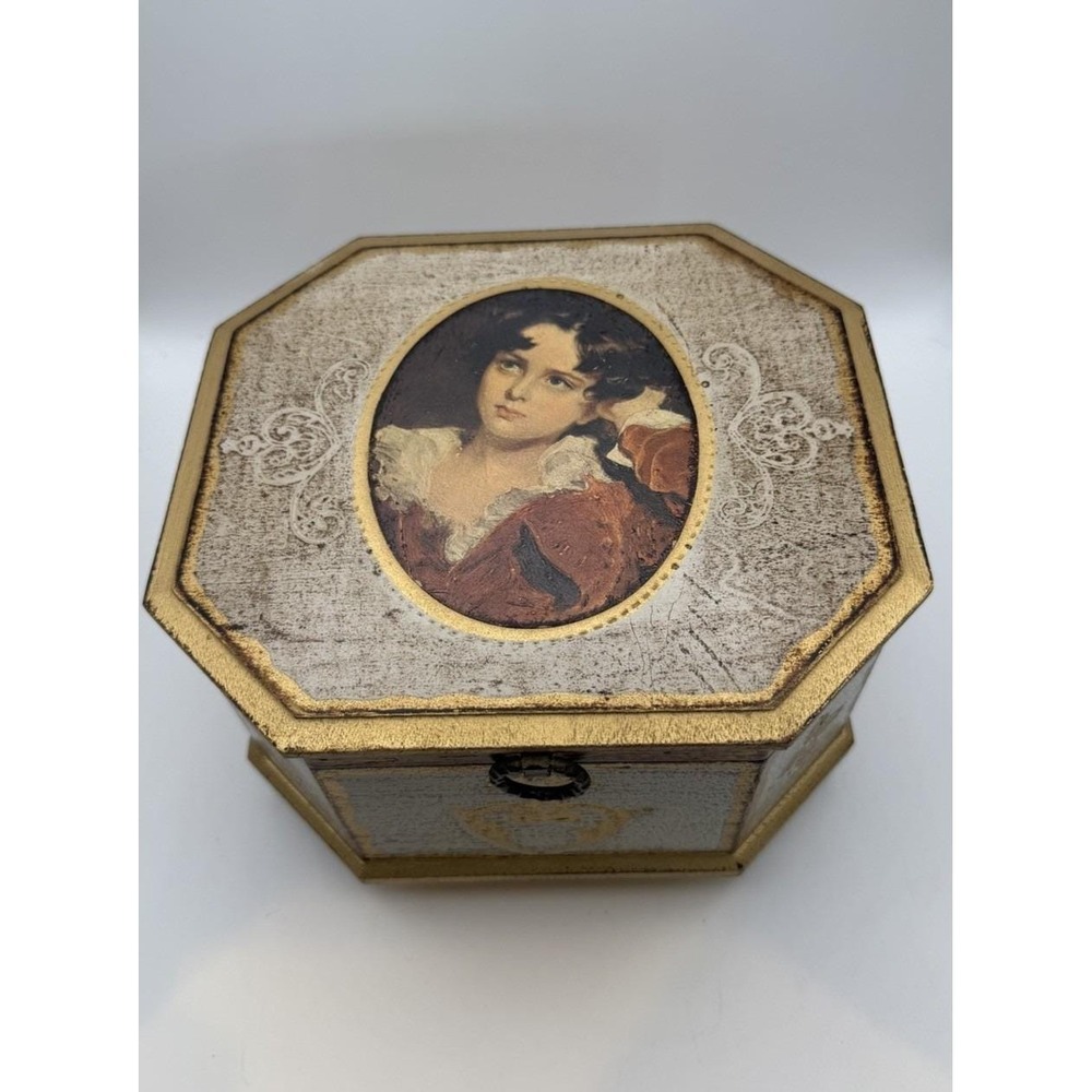 Vintage Florentine Style Musical Jewelry Box Master Lambton Gold Gilt Japan